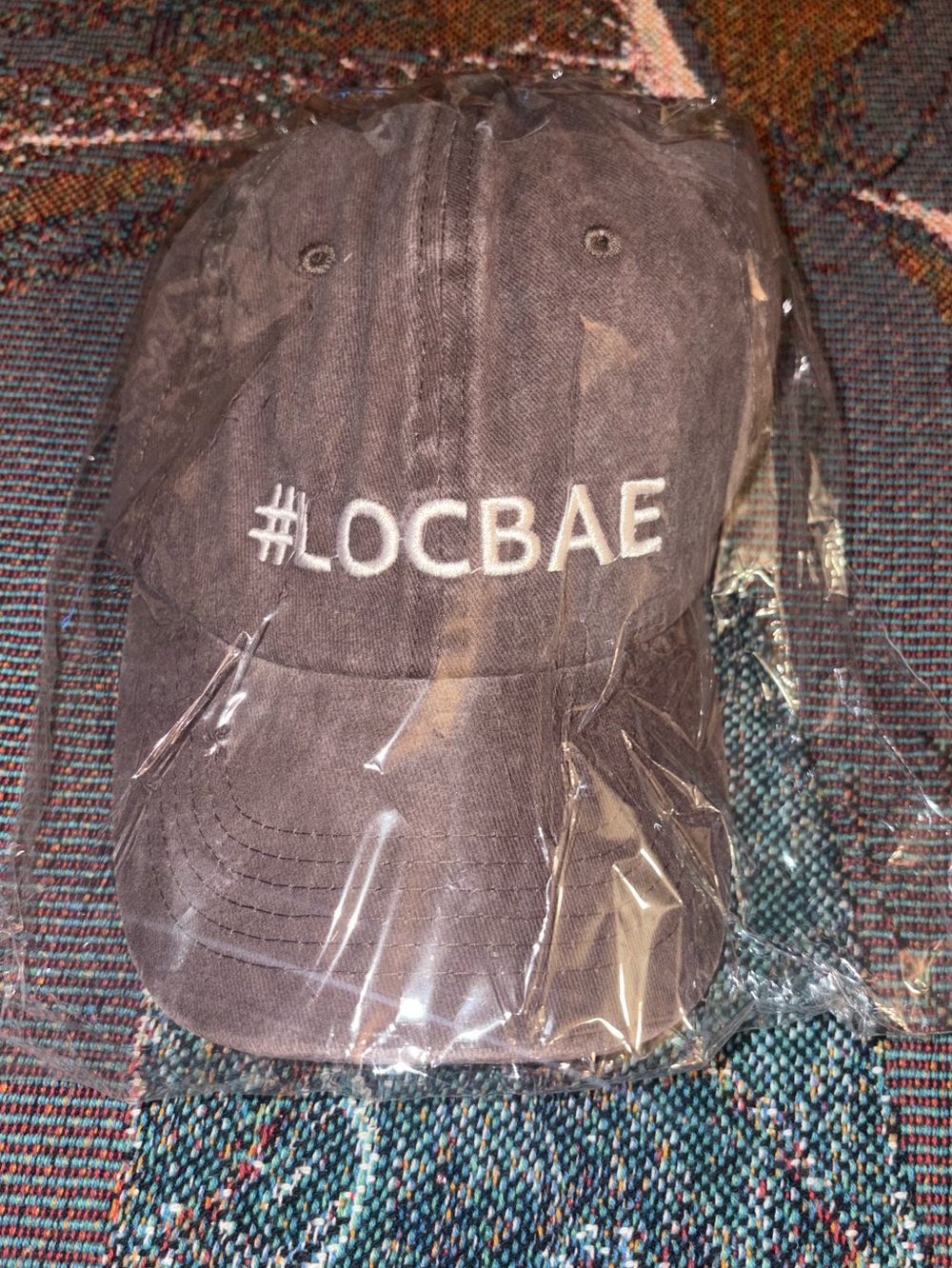 #LOCBAE Embroidered Unisex Baseball Cap in Washed Brown for Dread Heads